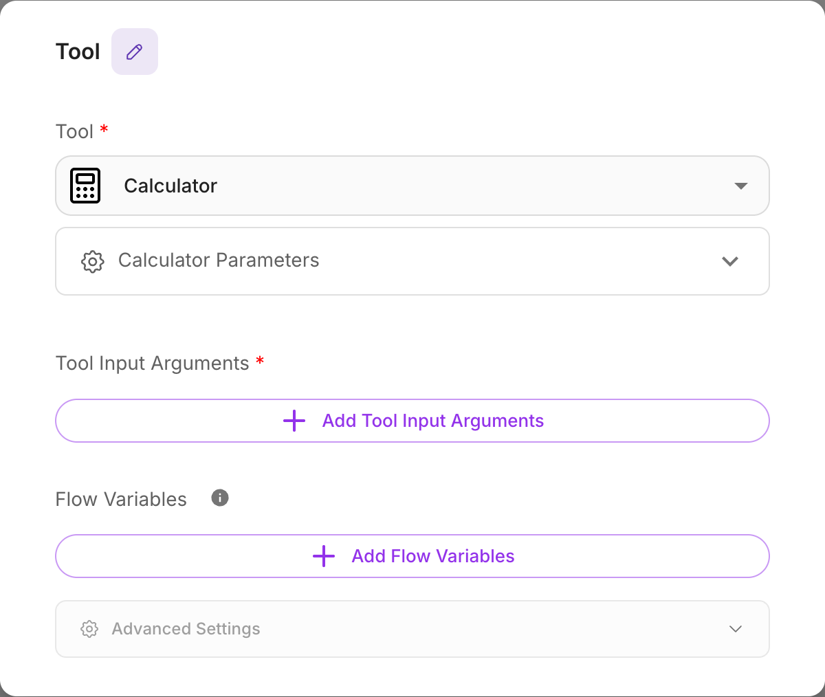 The tool catalog, where you pick the tool an Agent may call
