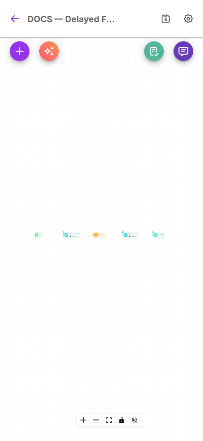 The AgentFlow canvas on a mobile screen