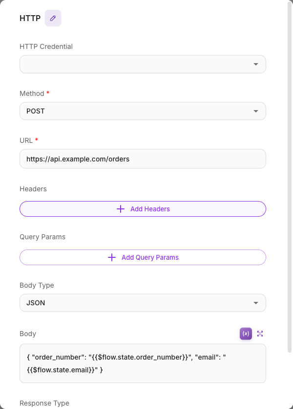HTTP node with GET method and a URL