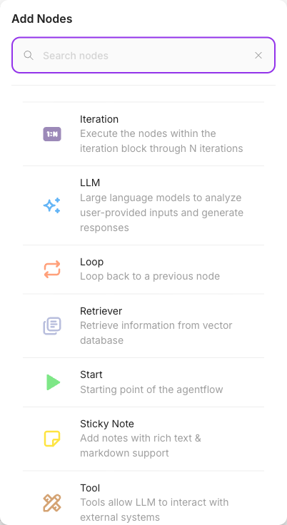 The Retriever node in the Add Nodes palette