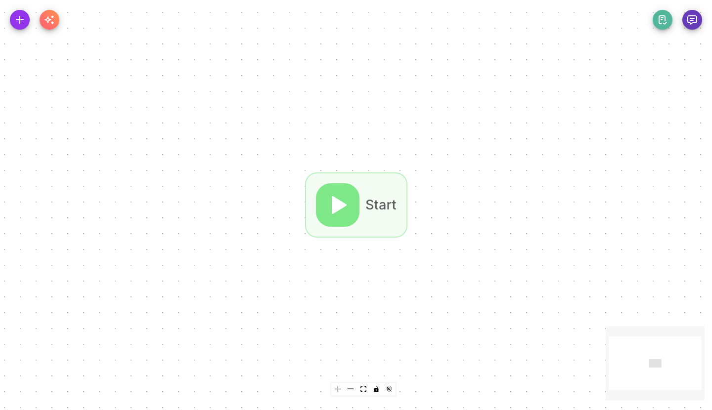 Yalnızca Başlangıç node'u olan yeni bir AgentFlow canvas'ı